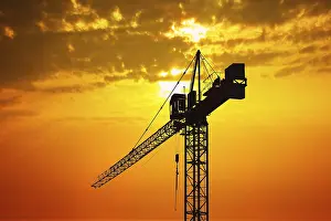 Industrial Estate Development Stampe: Crane at sunset