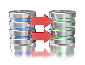 Data Transmission Symbol Stampe: Creative database backup copy concept