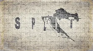 Stampe di Croazia Spalato Retro Tipografia Mappa Mappa Stampe: Croazia Spalato Grafica Retro Tipografia Mappa