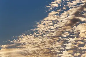 Blue Evening Atmosphere Stampe: Cumulus clouds, source clouds, cumulus clouds in evening sky