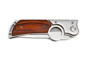 Cutout Image Stampe: Current flow sharp knife on a white background