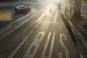 Cycle Path Germany Stampe: Cycle path against the light. Marking on the road
