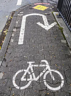 Cycle Path Marking Stampe: Cycle path marking on a pavement