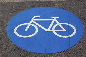 Cycle Path Marking Stampe: Cycle path marking on a pavement