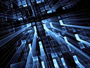 Abstract Computer Generated Image Stampe: Dark blue technology background - abstract computer-generated image