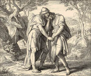 Old Testament Scripture Stampe: David and Jonathan, Old Testament