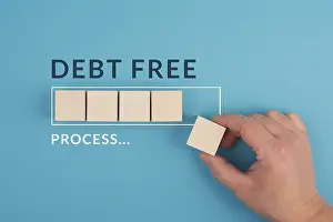 Empty Financial Market Scene Stampe: Debt free in process, loading bar