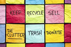 Waste Separation Stampe: Declutter concept (keep, recycle)