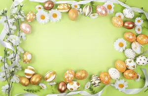 Easter Eggs Stampe: Decorated Easter eggs with place for text