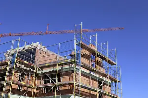 Scaffolding Construction Site Stampe: Detached house under construction