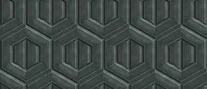 Abstract Interior Design Stampe: A detailed 3D geometric pattern featuring hexagonal stripes