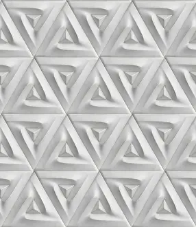 Triangular Geometric Pattern Stampe: A detailed 3D geometric pattern featuring triangular elements in a seamless design