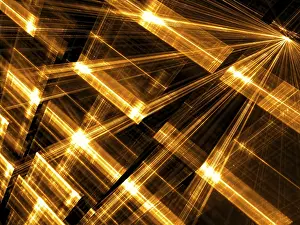 Abstract Technology Background Stampe: Diagonal lights wall - abstract computer-generated image