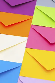 Post Office Supplies Stampe: Different colored envelopes on the table