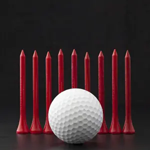 Recreational Activity Images Stampe: Different golf balls on the black table