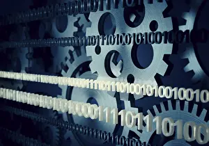Binary Code Image Stampe: Digital code, illustration