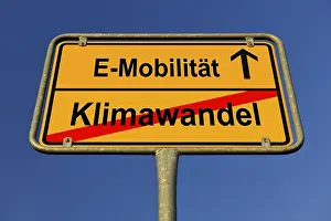 Blue Sky Symbolism Stampe: Digital Composing, Symbol image Combating climate change through e-mobility