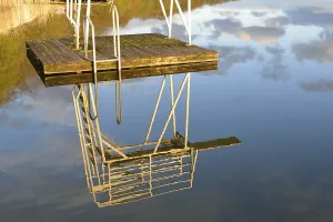 Recreational Activity Spot Stampe: Diving platform. Reflection of a jump tower