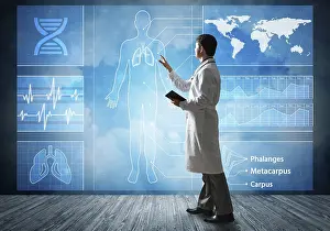 Doctor Digital Interface Stampe: Doctor faces digital interface