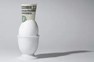 Empty Banknote Scene Stampe: The bill of Ten Dollar in the Egg