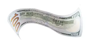 Studio Shot Image Stampe: One hundred dollar bill falling or floating on empty background