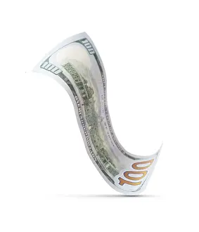 One Hundred Dollar Bill Stampe: One hundred dollar bill floating down to surface with drop shadow isolated on a white background