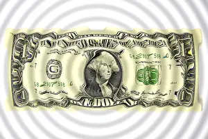 Payment Transaction Graphics Stampe: A dollar note graphically altered or distorted as a wave