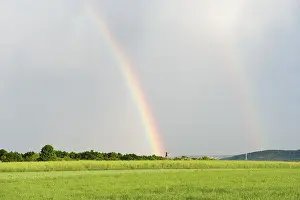 Lower Austria Views Stampe: Double rainbow over green fields