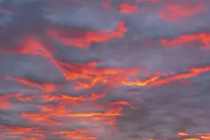 Germany Landscape Stampe: Dramatic cloud atmosphere, Red sky with clouds