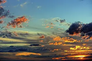 Central European Evening Light Stampe: Dramatic cloud atmosphere, sunset with clouds