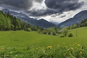 Deserted Alpine Meadow Scene Stampe: Dramatic clouds over the alpine landscape