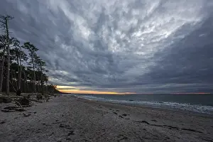 Cloudy Sky Over The Sea Stampe: Dramatic clouds, evening light