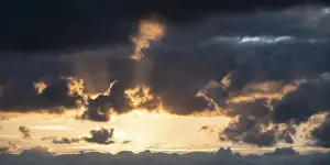Cyclades Islands Stampe: Dramatic clouds, sunset, Cyclades