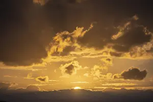 Cyclades Islands Stampe: Dramatic clouds, sunset, Cyclades