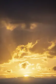 Cyclades Islands Stampe: Dramatic clouds, sunset, Cyclades