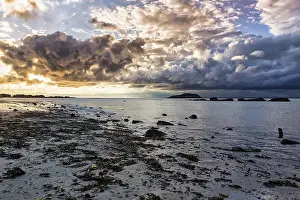 United Kingdom Coastal Scene Stampe: Dramatic cloudy sky over coastline