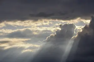 Dramatic Cloudy Sky Stampe: Dramatic cloudy sky with sun rays