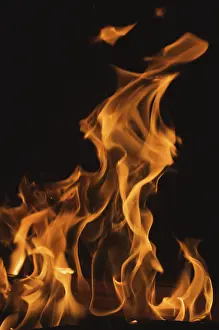 Dark Background Flames Stampe: Dramatic flames against A dark background