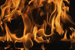 Dark Background Flames Stampe: Dramatic flames against A dark background