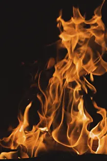 Dark Background Flames Stampe: Dramatic flames against A dark background