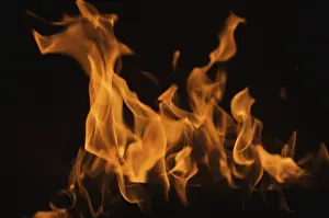 Dark Background Flames Stampe: Dramatic flames against A dark background
