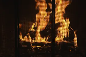 Dark Background Flames Stampe: Dramatic flames against A dark background