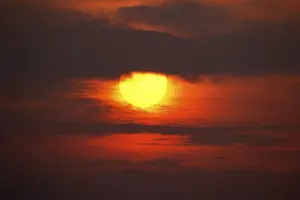German Federal Republic Clouds Stampe: Dramatic sunset behind clouds, Schleswig-Holstein