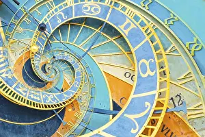 Astrology Background Stampe: Droste effect background based on Prague astronimical clock