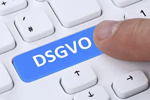 Computer Keyboard Symbol Stampe: DSGVO Basic Data Protection Regulation