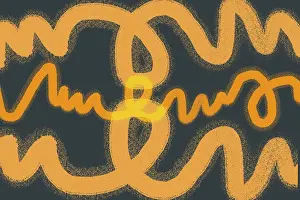 Stampe di Un pattern astratto dinamico che presenta scritte vibranti di arancione su un fondo scuro. Le curve espressive irradiano energia e movimento, creando un impatto visivo vivace e coinvolgente Opere D'arte Minimaliste Stampe: Un pattern astratto dinamico con pennellate vibranti di arancione su un fondo scuro.