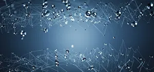 Deserted Digital Landscape Stampe: Dynamic Blue Geometric Network