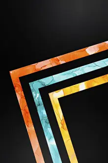 Forme Geometriche Stampe: L'Arte astratta geometrica dinamica con forme rettangolari sovrapposte in inchiostri arancione