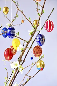 Central European Spring Landscape Stampe: Easter, Easter bouquet with colorful Easter eggs