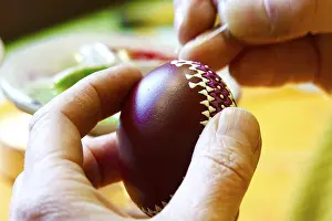Traditional German Easter Eggs Stampe: Easter, Easter egg, blown out colored egg